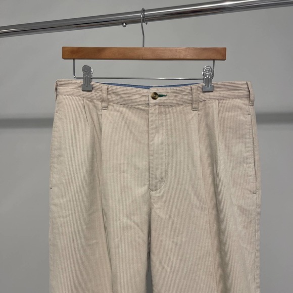 Tommy Hilfiger Cream Color Cordorouy Pleated Pants 34 x 32 Pre-owned - Picture 2 of 8